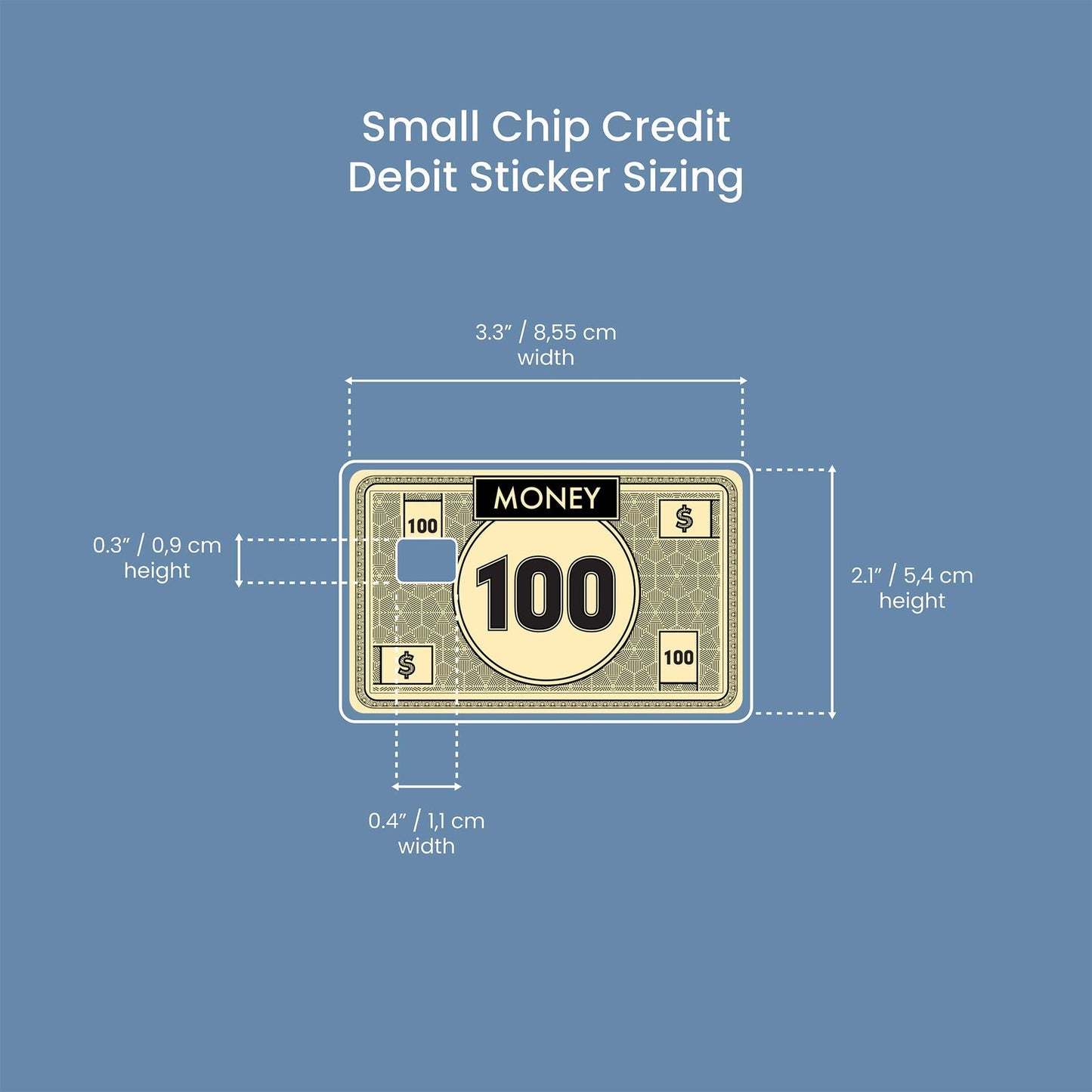 100 Note Design | Credit Card Sticker | Small Chip | Credit Card Skin