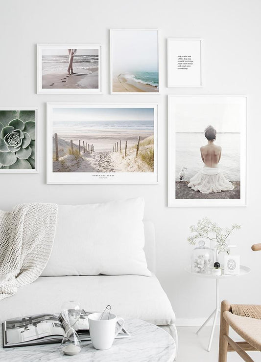 Watercolor north sea dunes poster for nursery and home wall decor.