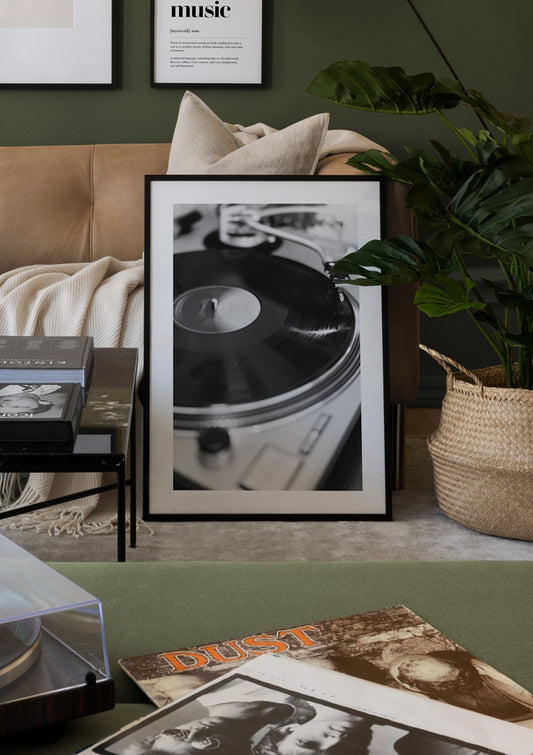 Watercolor vinyl record poster for nursery and home wall decor.