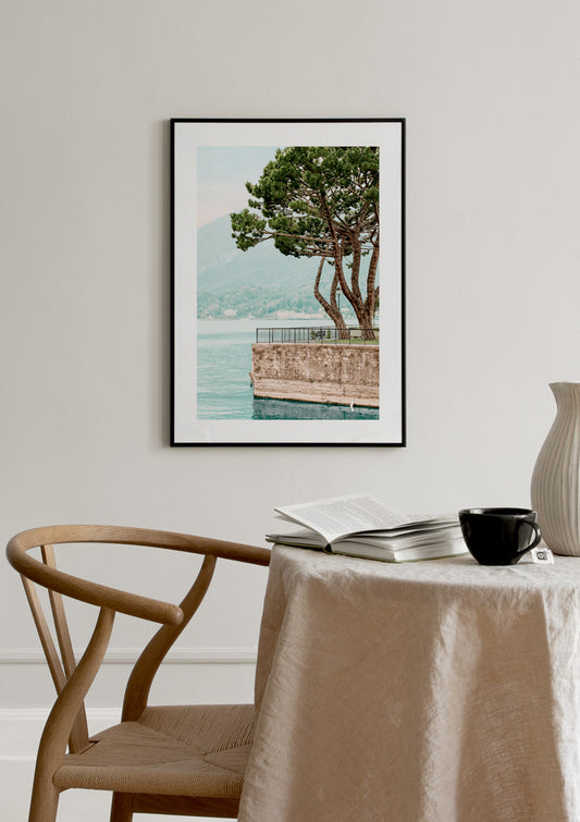 Watercolor bellagio view no1 poster for nursery and home wall decor.