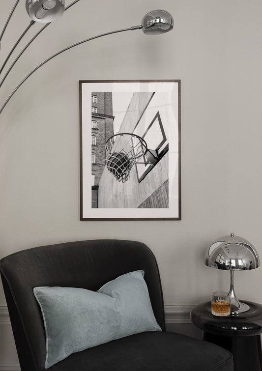 Watercolor basketball score poster for nursery and home wall decor.