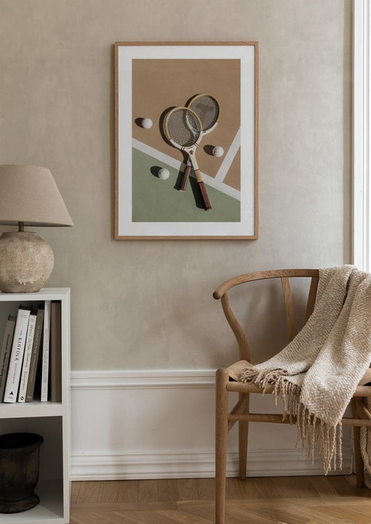 Watercolor racket duo poster for nursery and home wall decor.