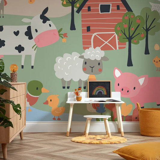 Multicolored Farm Scene Mural