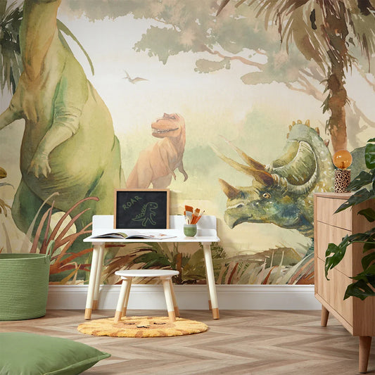 Watercolor Green Jurassic Mural