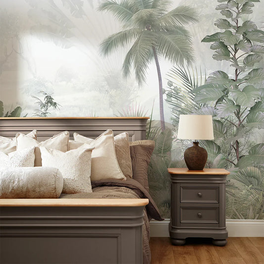 Vibrant Green Jungle Mural