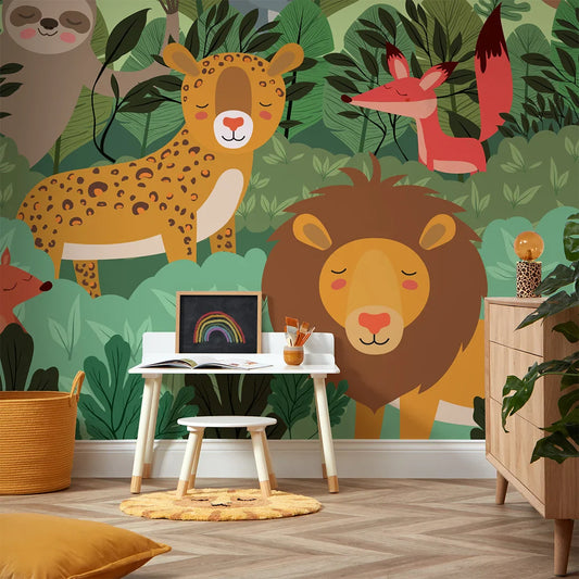 Vibrant Multicoloured Jungle Mural