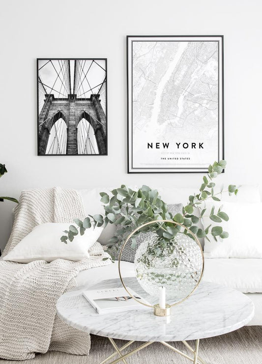 Watercolor brooklyn bridge poster for nursery and home wall decor.