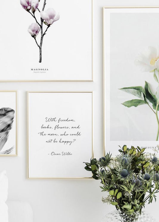 Watercolor oscar wilde happy poster for nursery and home wall decor.