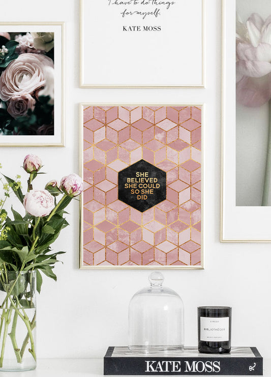 Watercolor she believed she could poster for nursery and home wall decor.
