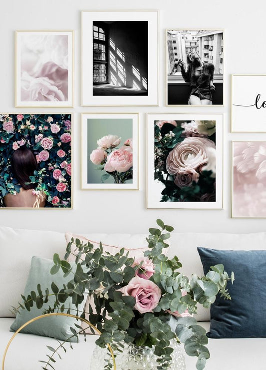 Watercolor flower bouquet poster for nursery and home wall decor.