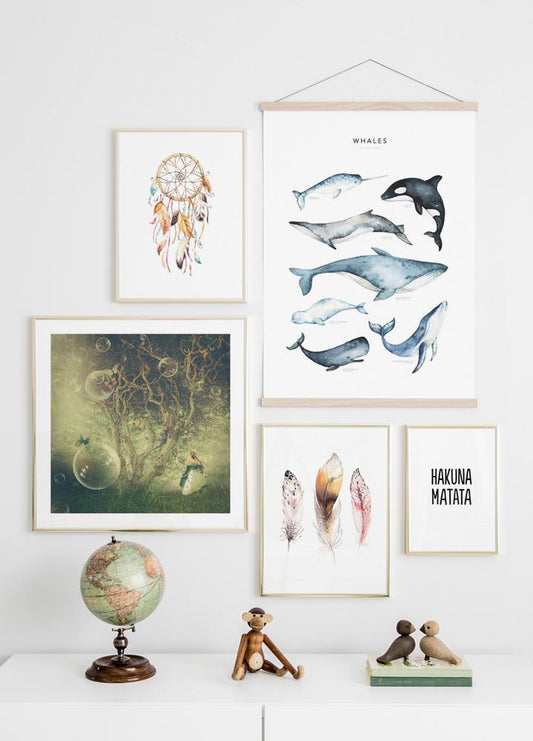Watercolor dreamcatcher 2 poster for nursery and home wall decor.