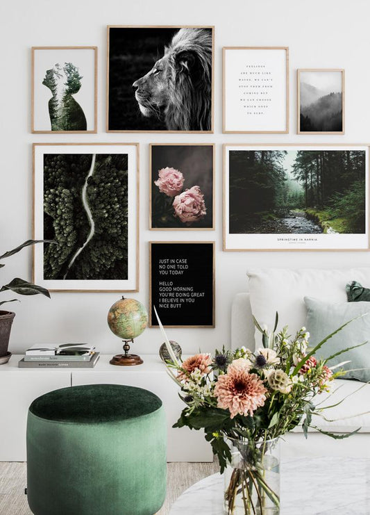 Watercolor forest mist poster for nursery and home wall decor.