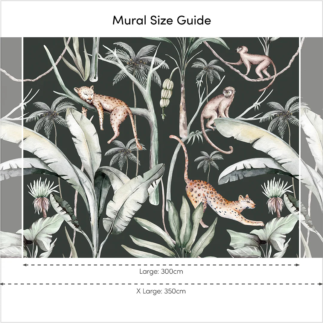 Bottle Green Sleepy Leopards Wall Mural