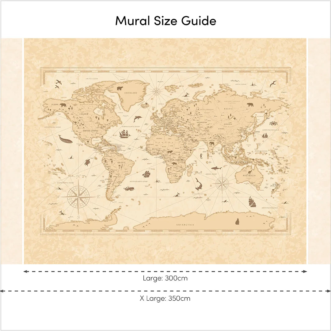 Natural Vintage World Map Wall Mural