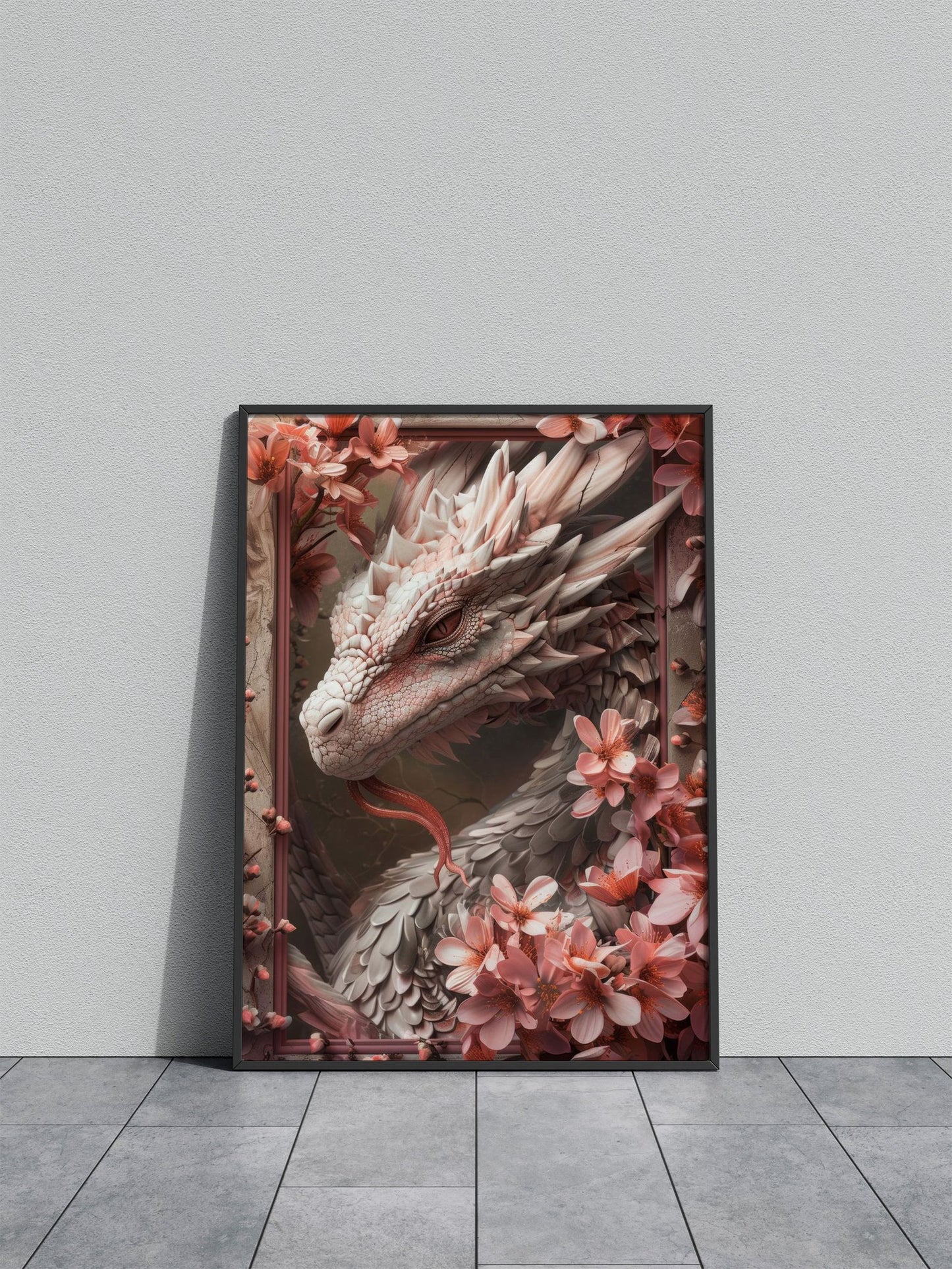3D Dragon Pink Asian Style Poster | Wall Art for Home & Office | High-Quality Print