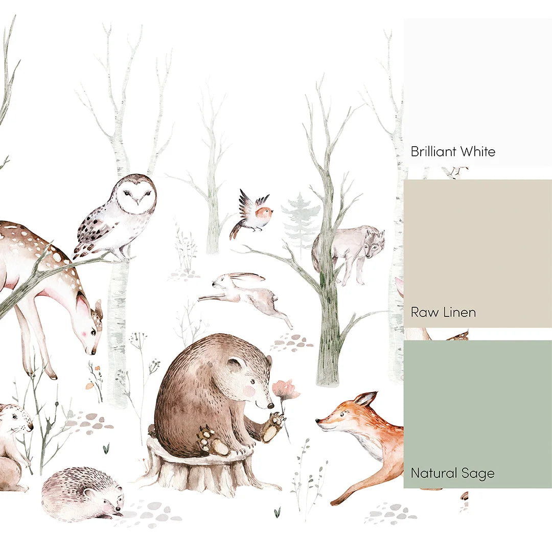 Woodland Companions Wall Mural in Natural Hues