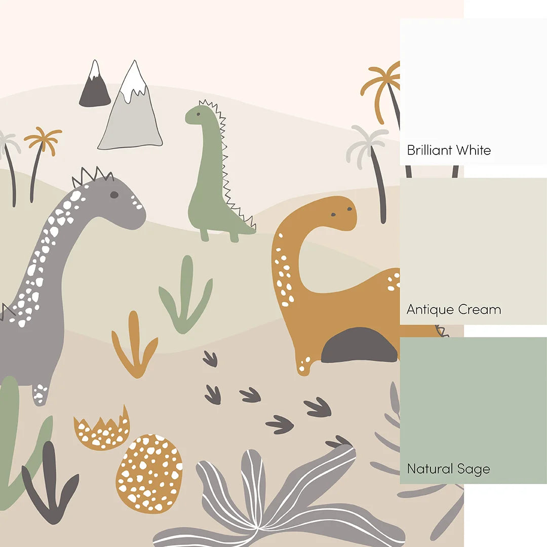 Charming Dinosaur Mural in Natural Hues