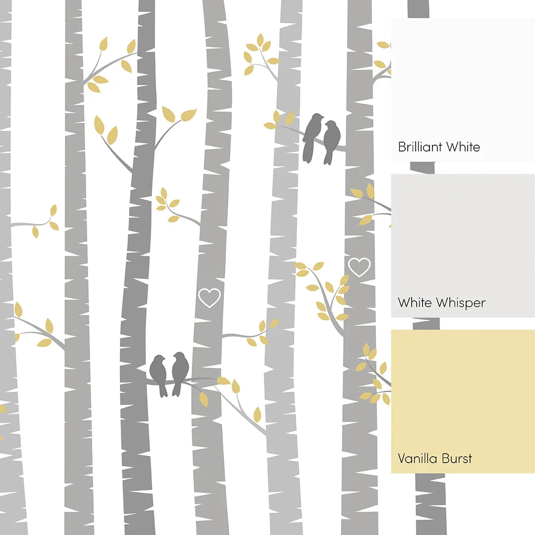 Yellow and Grey Lovebirds Wall Mural