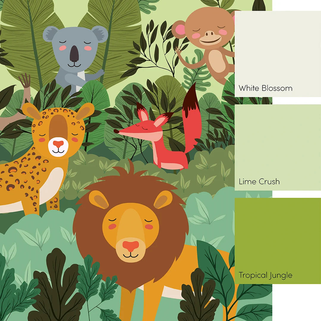 Vibrant Multicoloured Jungle Mural