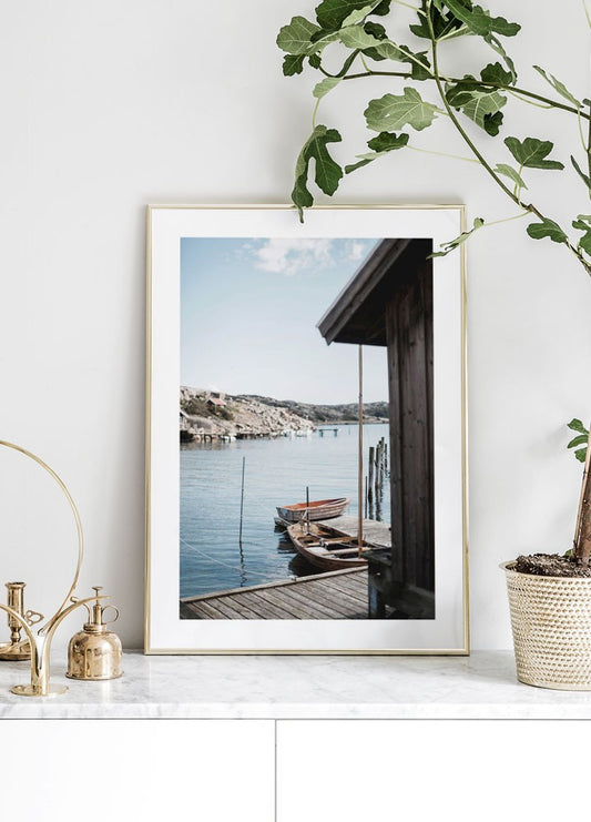 Watercolor boats poster for nursery and home wall decor.
