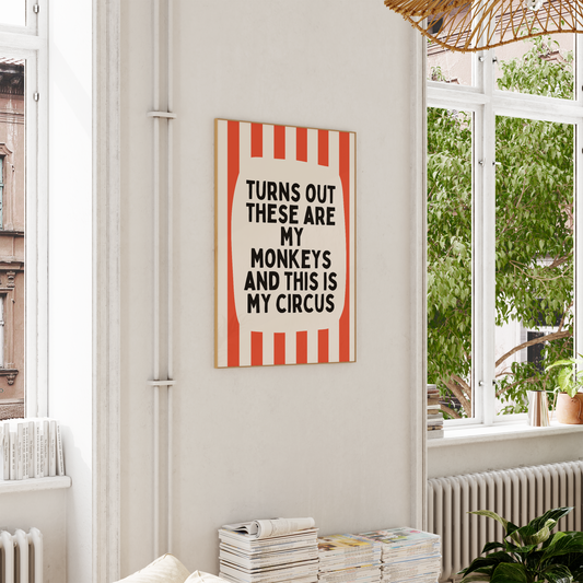 Turns Out These Are My Monkeys And This Is My Circus | Red Lobster and Cream | Wall Art Print - High-Quality Premium Wall Art Decor Sticker