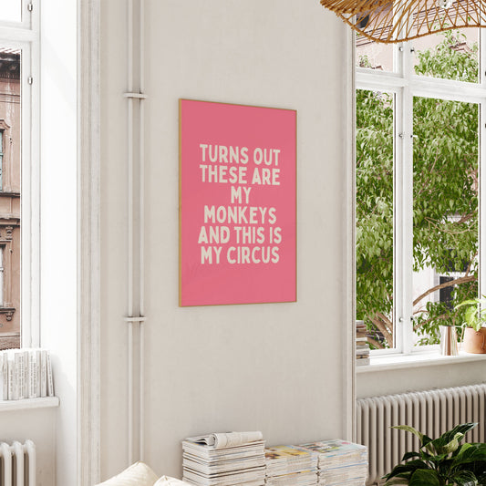 Turns Out These Are My Monkeys | Cream and Watermelon | Art Print - High-Quality Premium Wall Art Decor Sticker