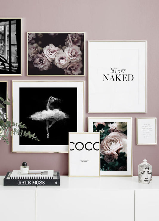 Watercolor let's get naked poster for nursery and home wall decor.