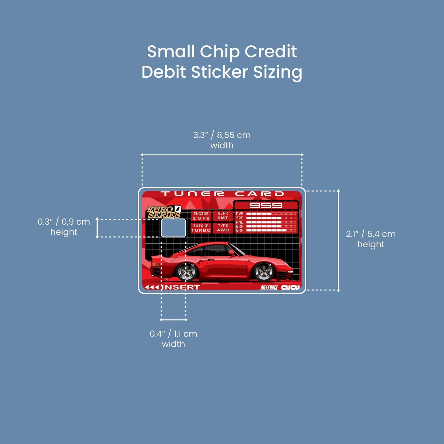 959 Tuner Card Design | Credit Card Sticker | Small Chip | Credit Card Skin
