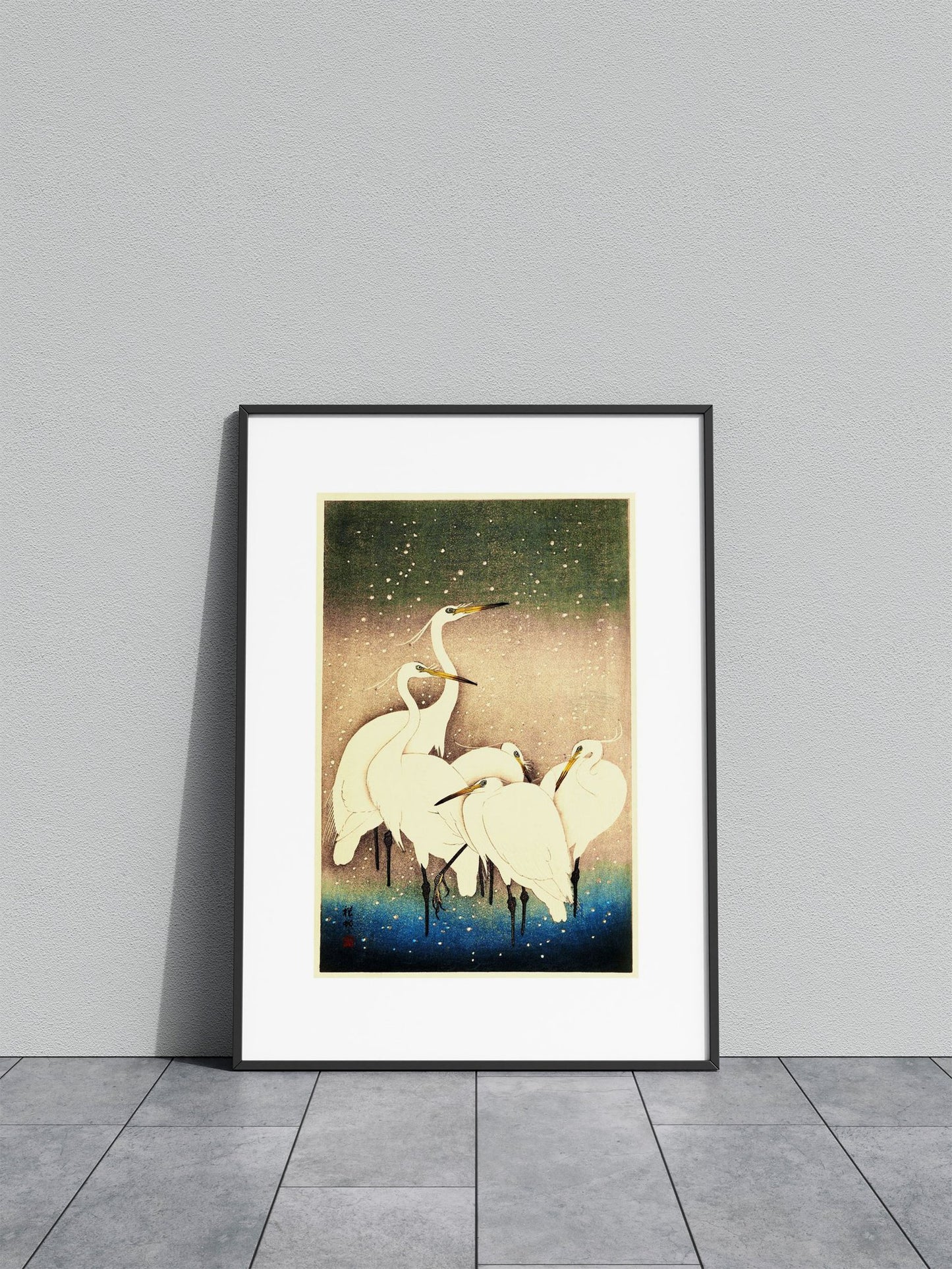 A Group of Egrets Asian Style Poster | Wall Art for Home & Office | High-Quality Print