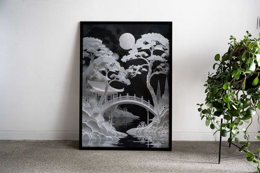 A Night At The Lake House Asian Style Poster | Wall Art for Home & Office | High-Quality Print