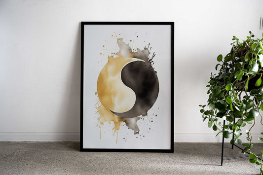 A Yin and Yang Watercolor Asian Style Poster | Wall Art for Home & Office | High-Quality Print