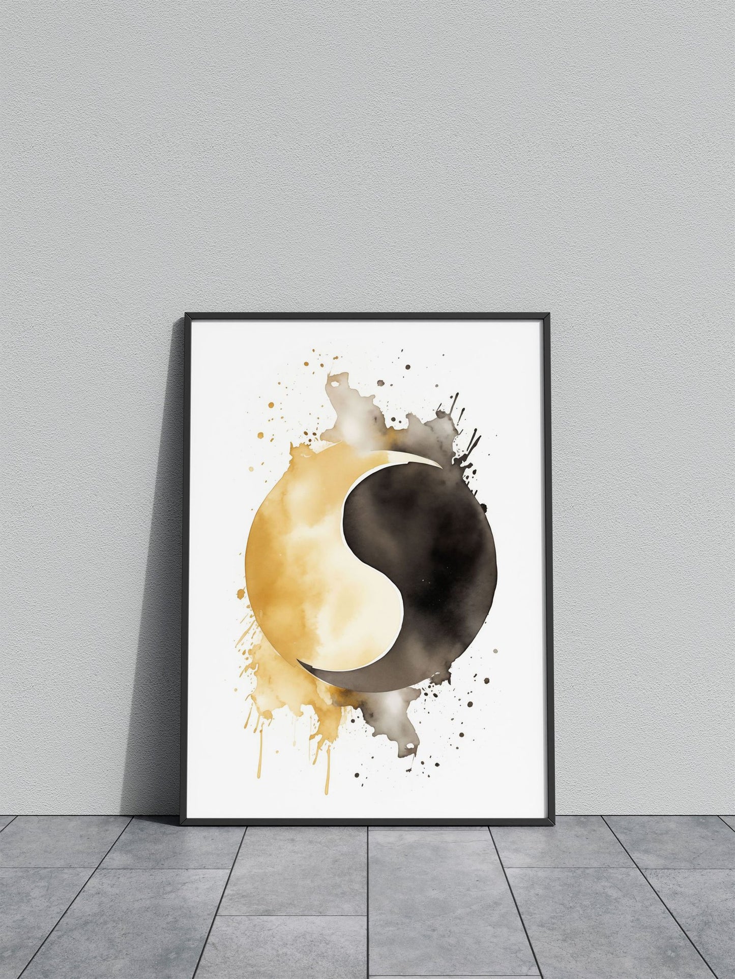 A Yin and Yang Watercolor Asian Style Poster | Wall Art for Home & Office | High-Quality Print