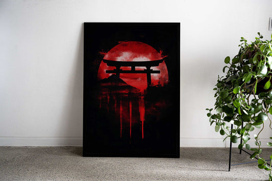 A torii gate silhouetted a Asian Style Poster | Wall Art for Home & Office | High-Quality Print