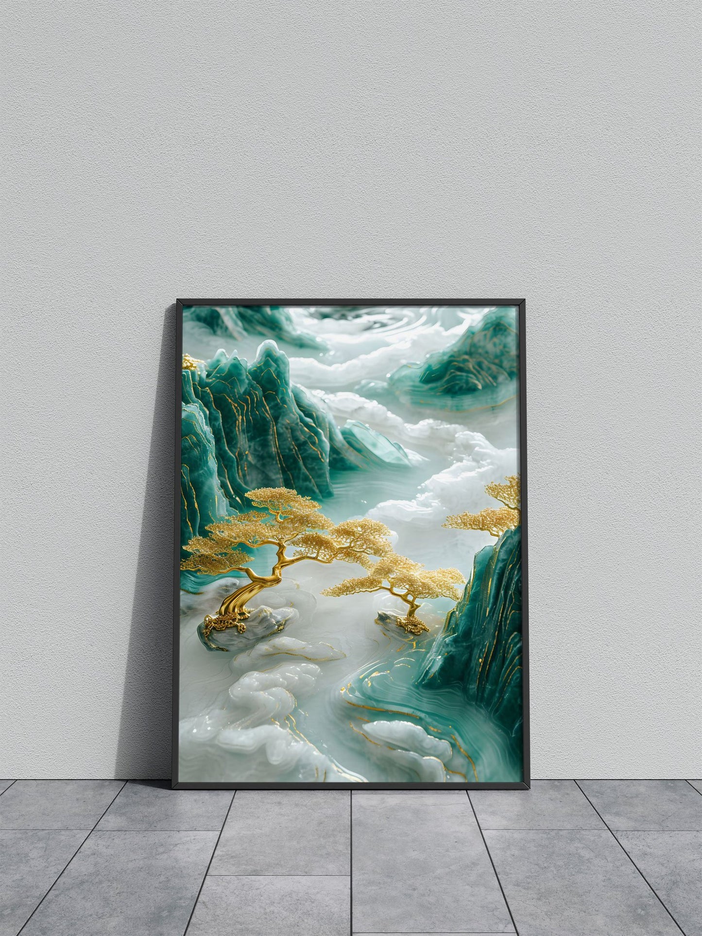 Abstract Bonsai Tree Gold Asian Style Poster | Wall Art for Home & Office | High-Quality Print