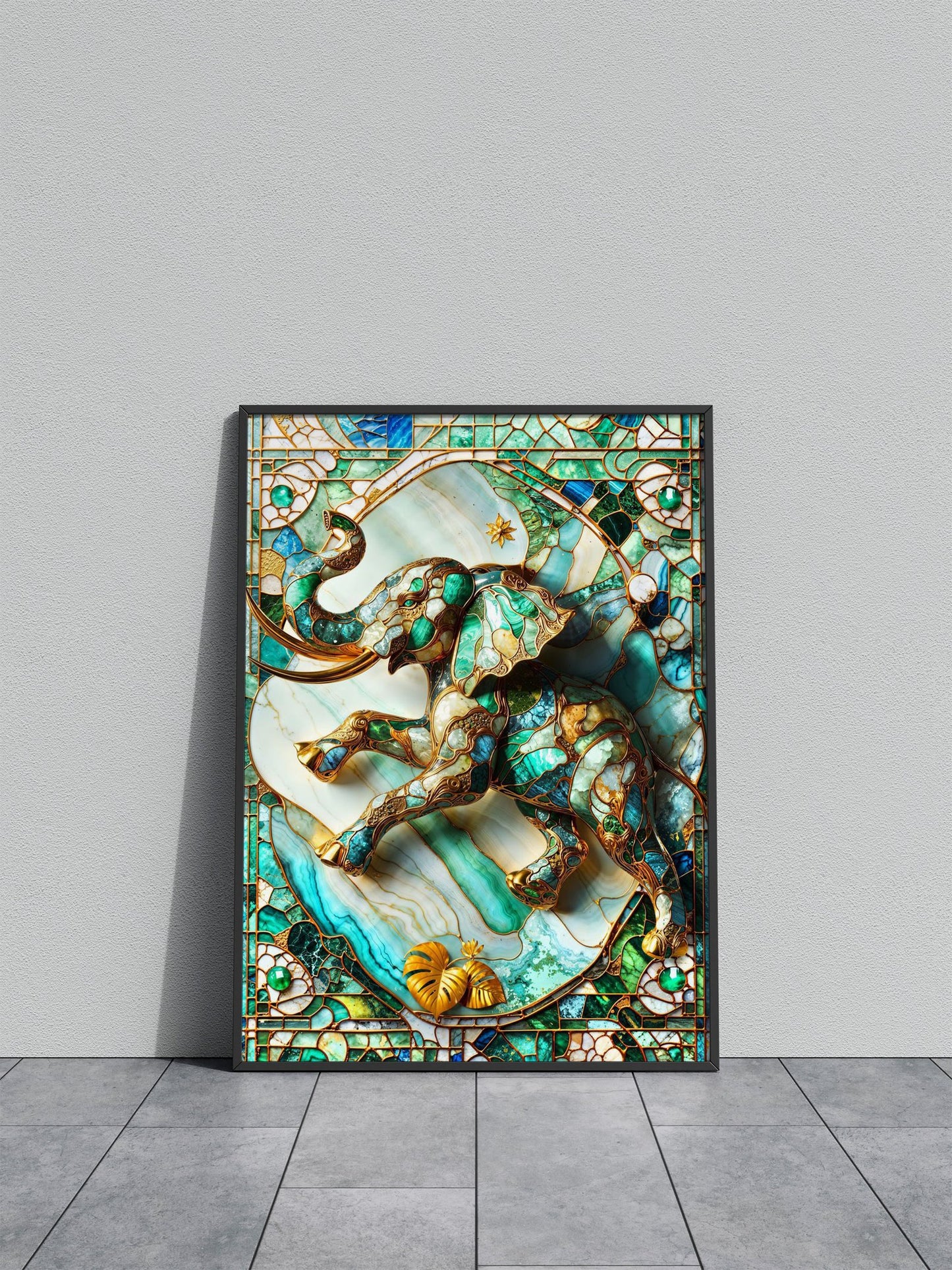 Abstract Elephant Kintsugi Asian Style Poster | Wall Art for Home & Office | High-Quality Print