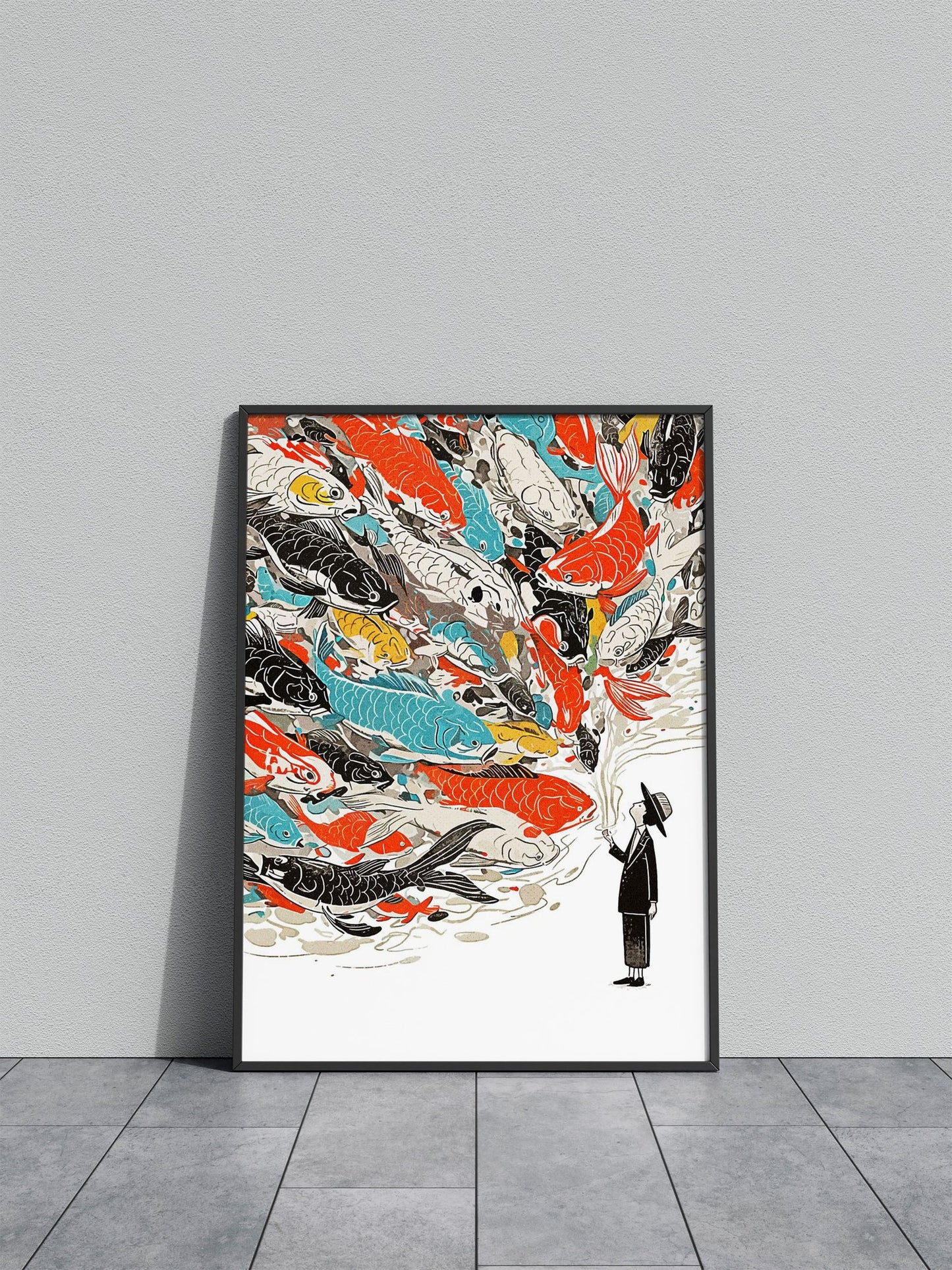 Abstract Fish art Asian Style Poster | Wall Art for Home & Office | High-Quality Print