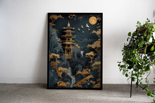 Abstract Fuji Bonsai Tree Asian Style Poster | Wall Art for Home & Office | High-Quality Print