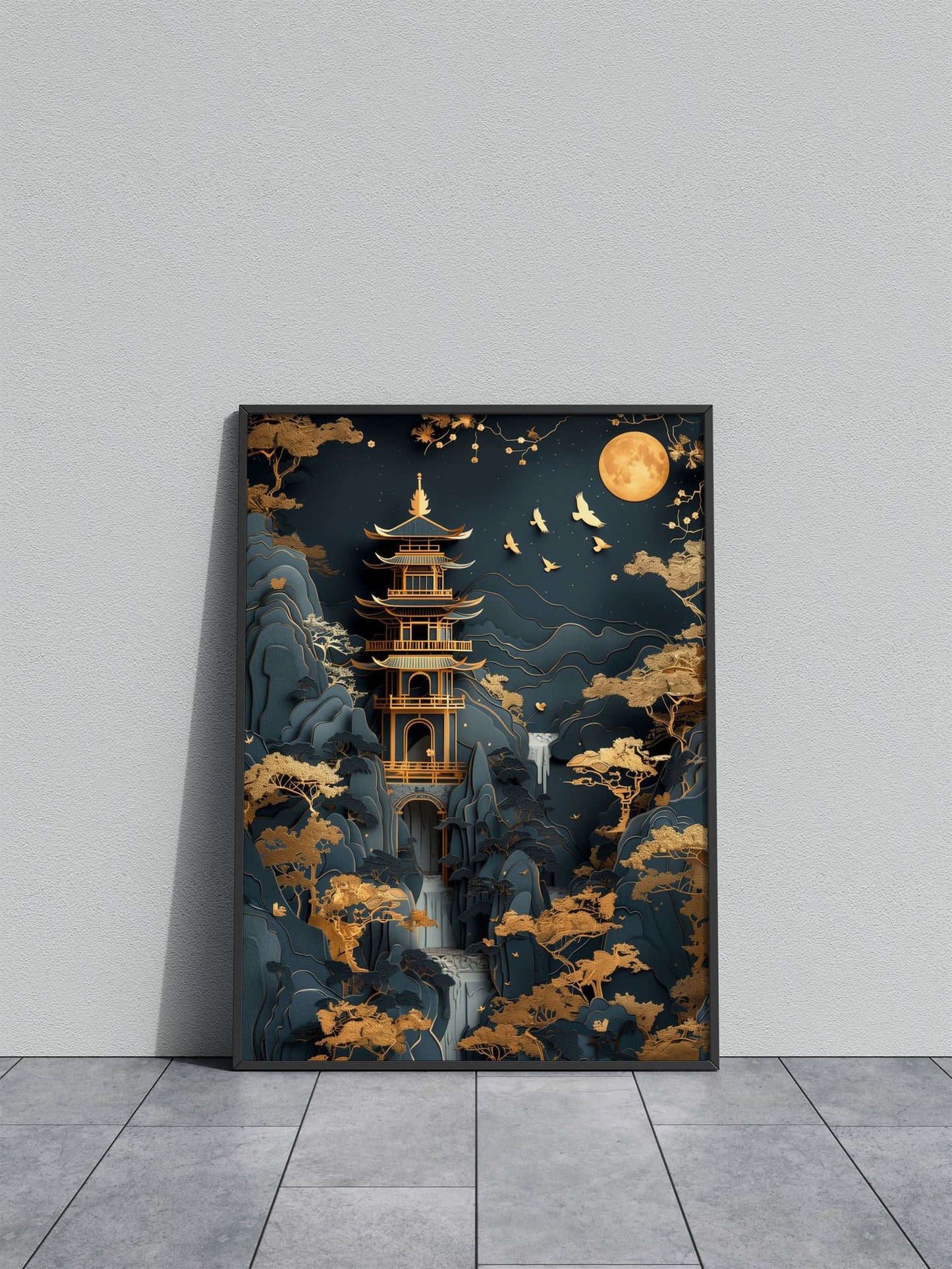 Abstract Fuji Bonsai Tree Asian Style Poster | Wall Art for Home & Office | High-Quality Print