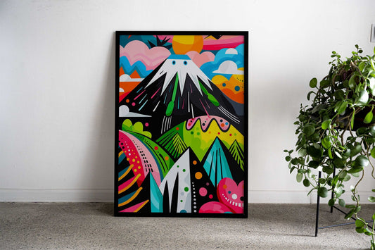 Abstract Funky Fuji Asian Style Poster | Wall Art for Home & Office | High-Quality Print