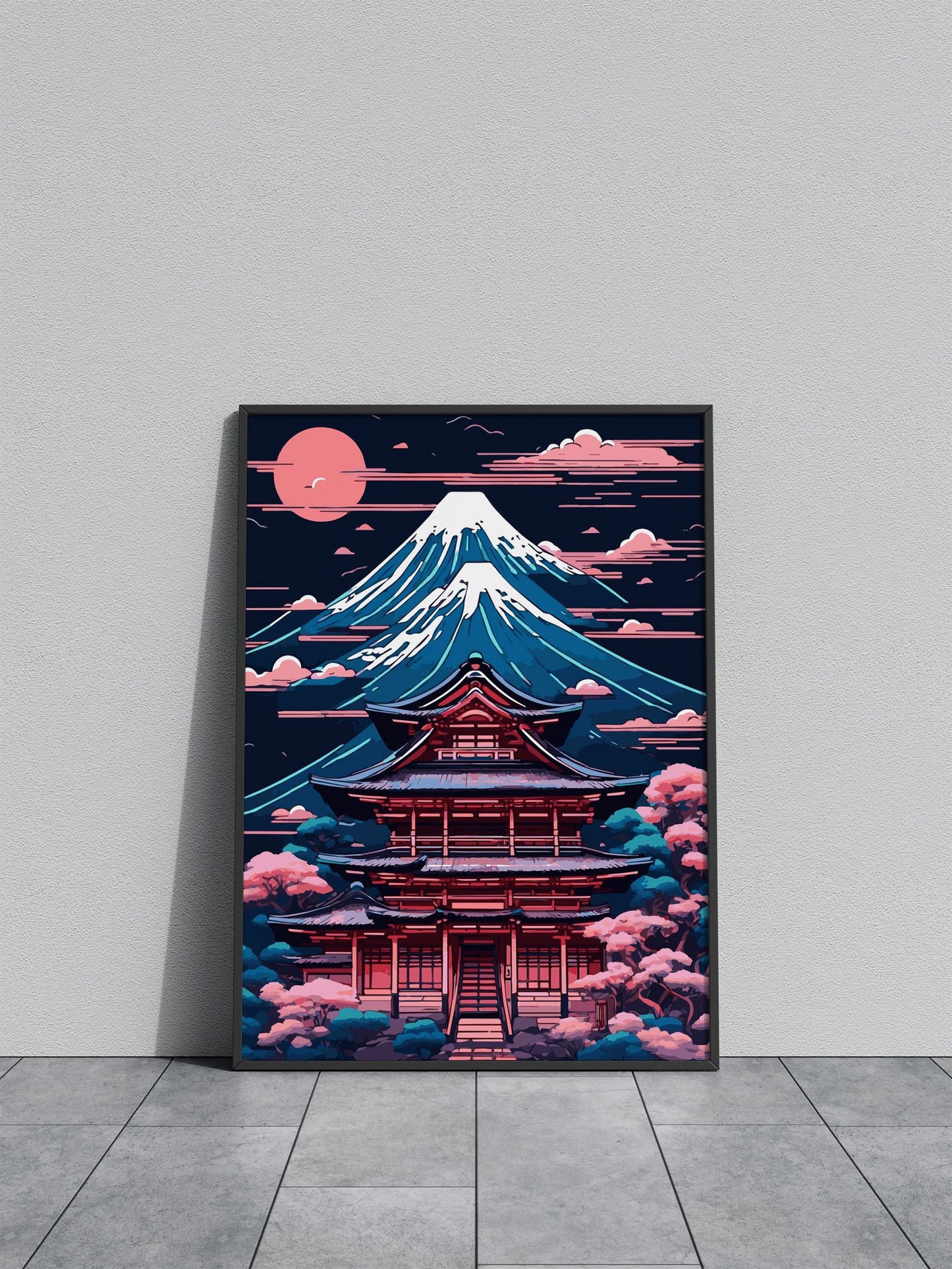 Abstract Neon Mount Fuji 1 Asian Style Poster | Wall Art for Home & Office | High-Quality Print