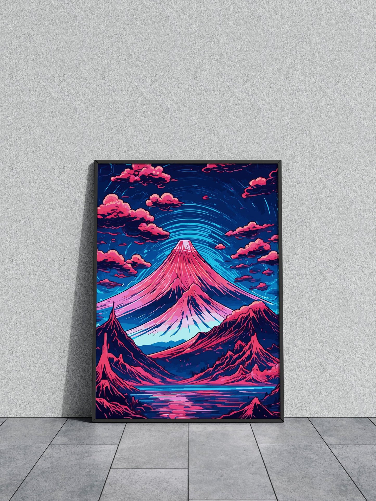 Abstract Neon Mount Fuji 7 Asian Style Poster | Wall Art for Home & Office | High-Quality Print