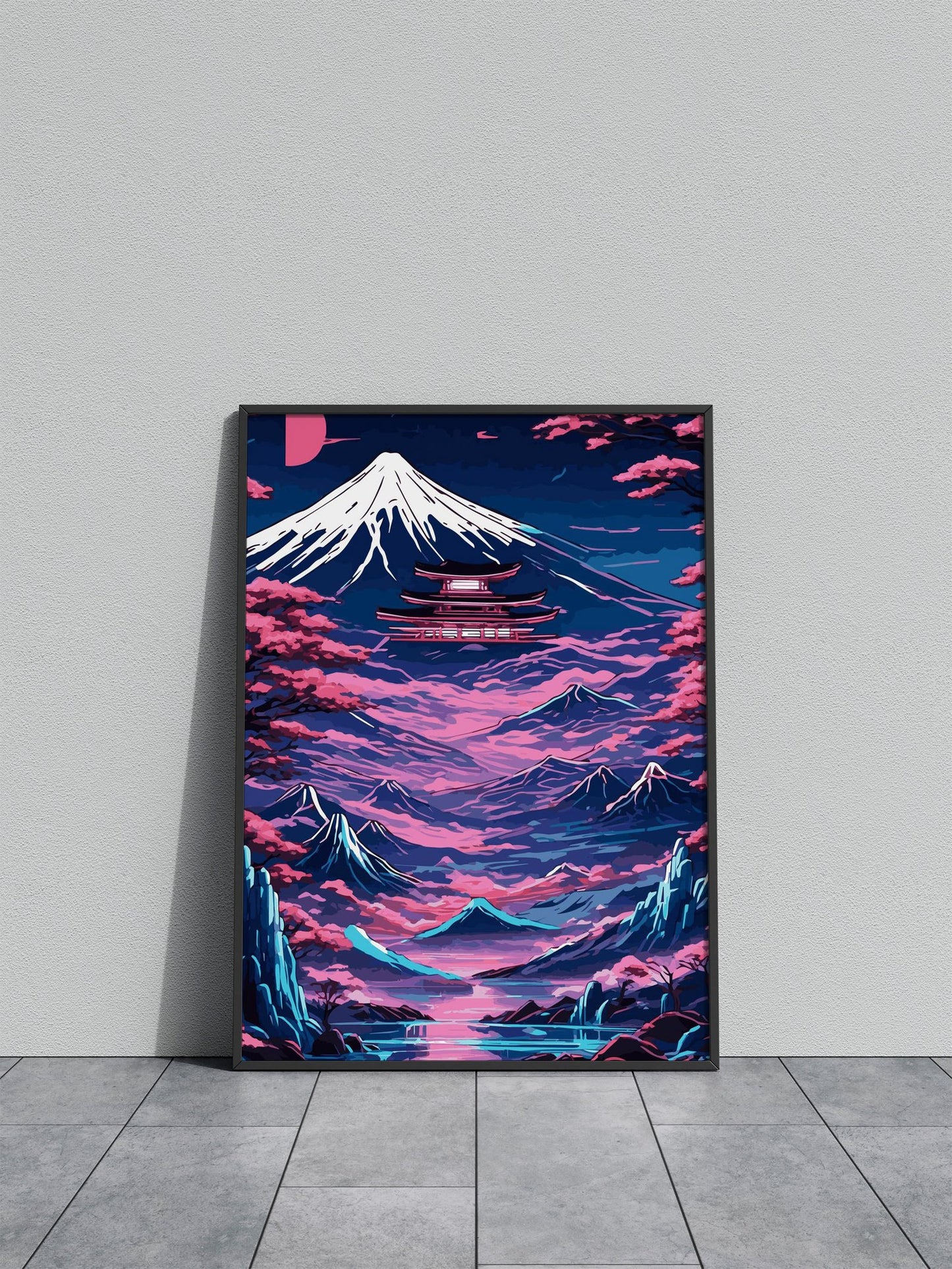 Abstract Neon Mount Fuji 8 Asian Style Poster | Wall Art for Home & Office | High-Quality Print