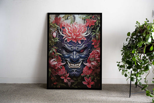 Abstract Oni Flowers Asian Style Poster | Wall Art for Home & Office | High-Quality Print