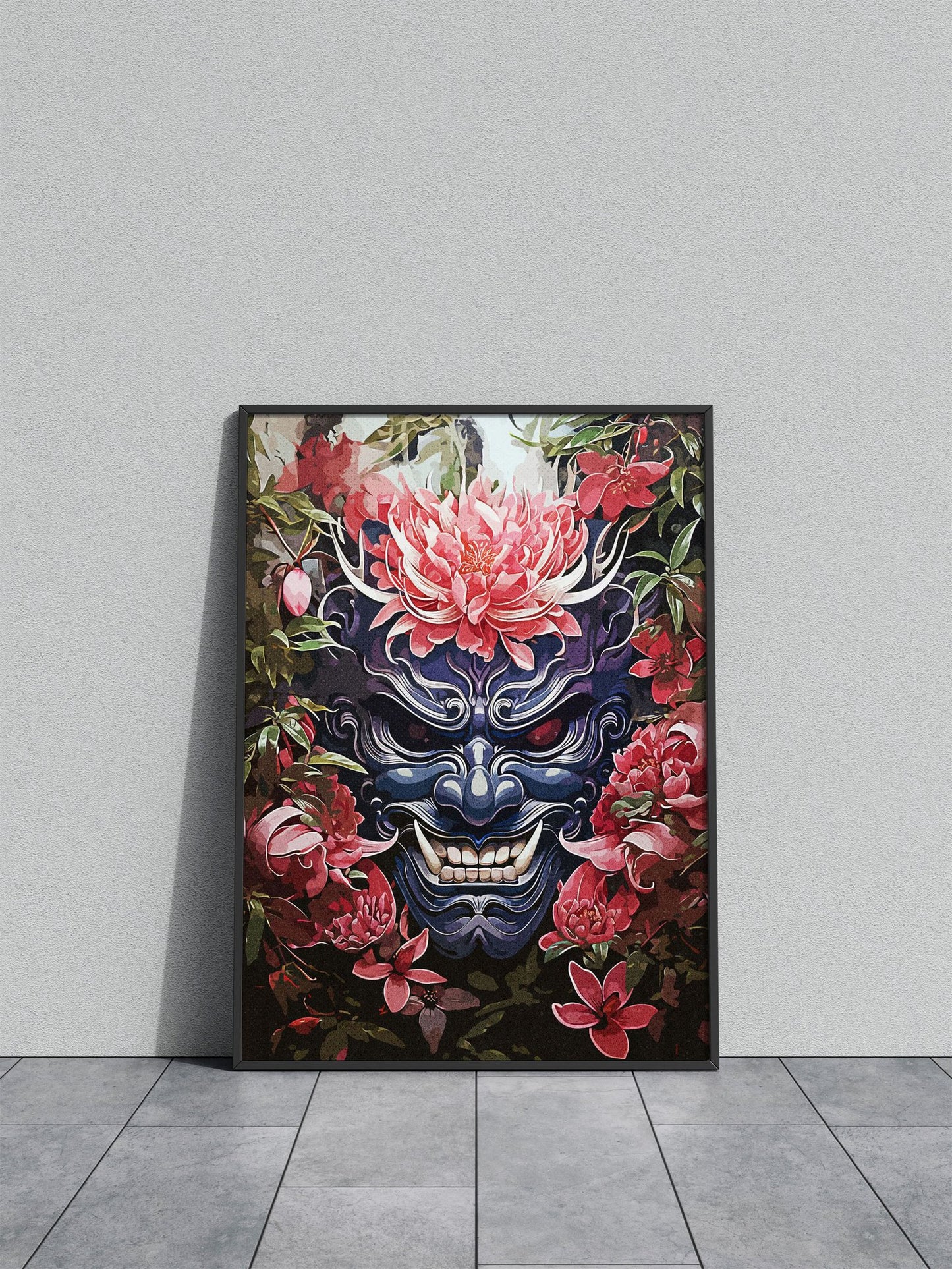 Abstract Oni Flowers Asian Style Poster | Wall Art for Home & Office | High-Quality Print