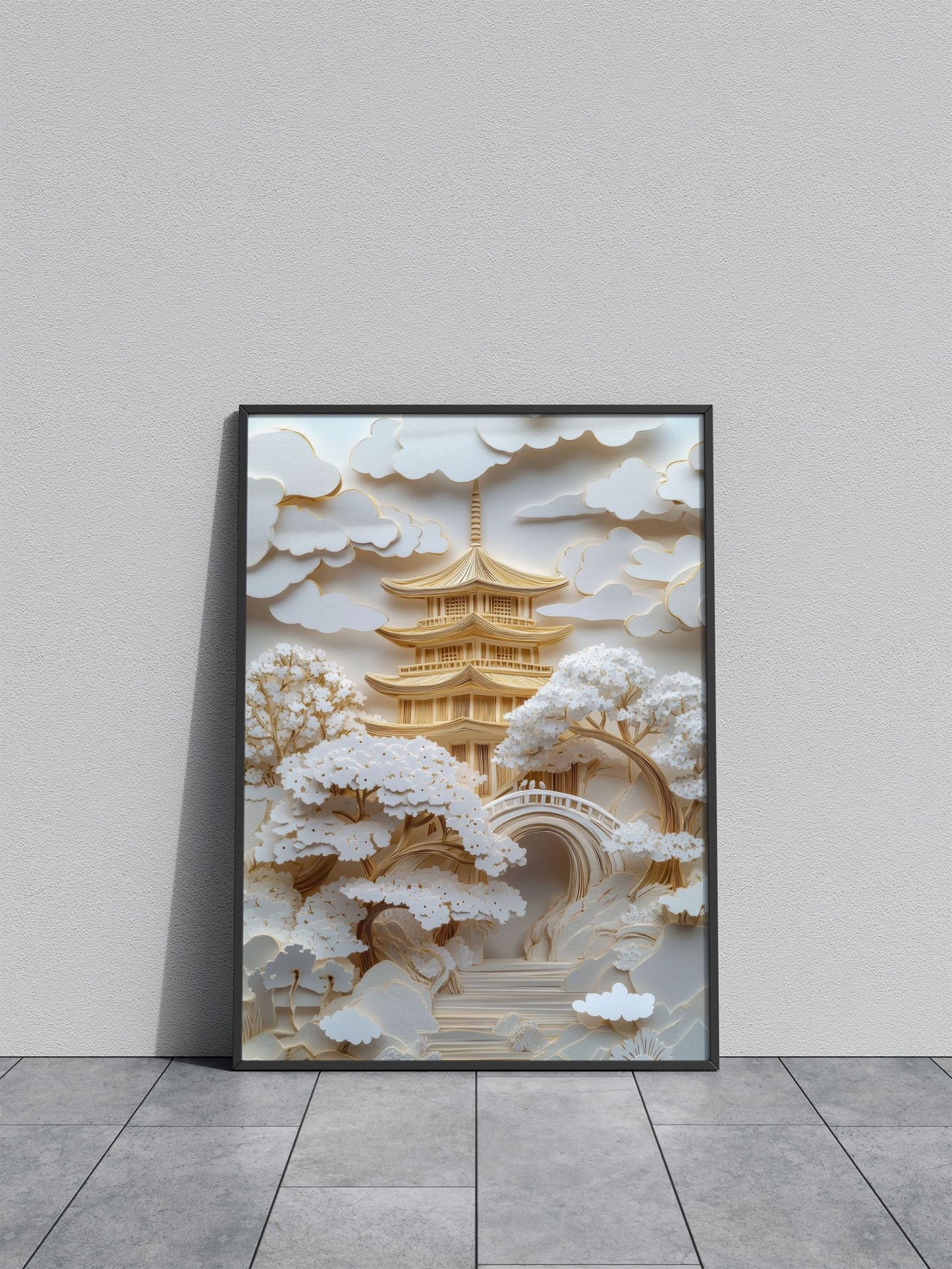 Abstract Pagoda Landscape Asian Style Poster | Wall Art for Home & Office | High-Quality Print