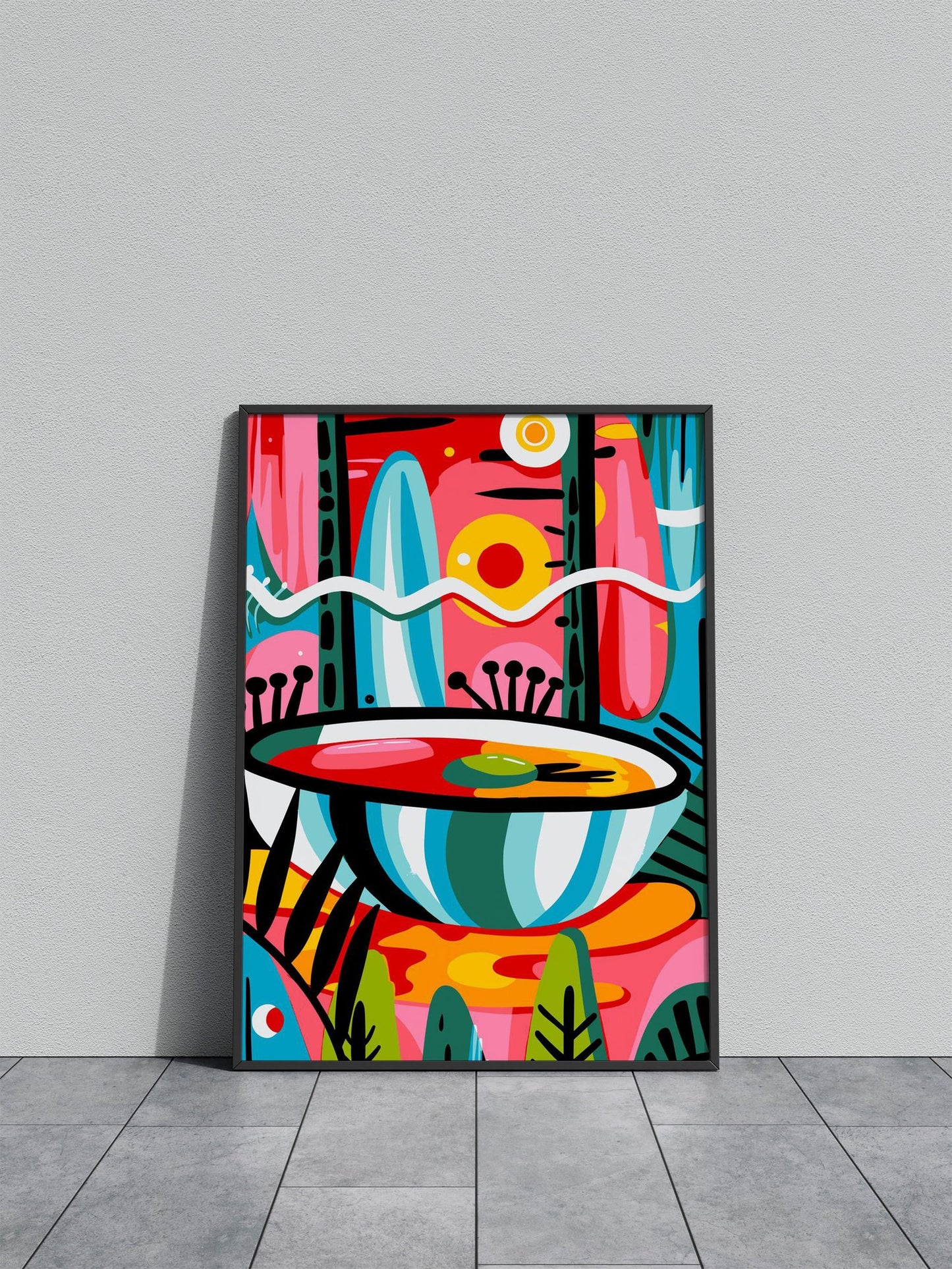 Abstract Ramen Bowl Pop Asian Style Poster | Wall Art for Home & Office | High-Quality Print