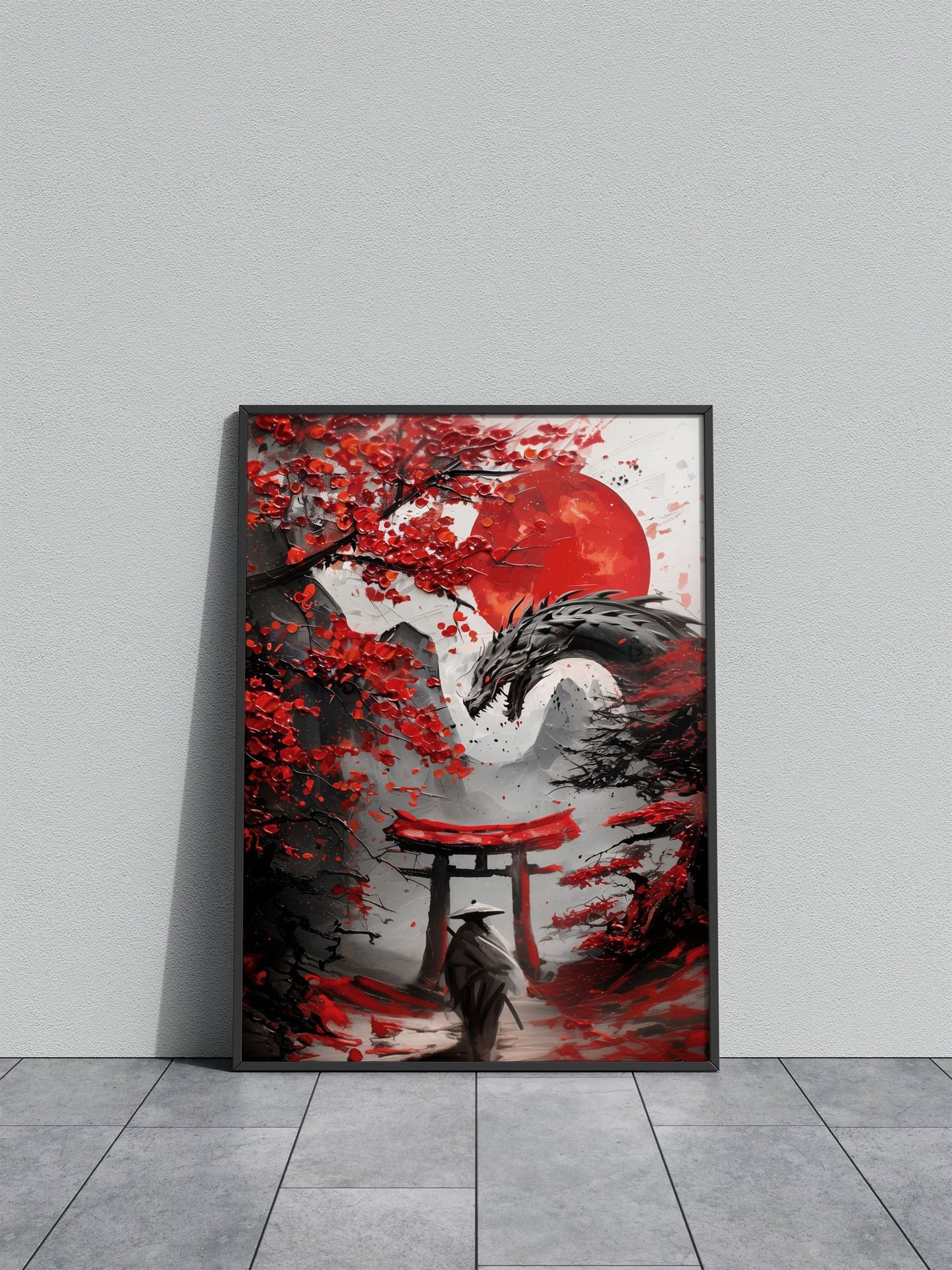 Abstract Samurai Torii Gate Dragon Asian Style Poster | Wall Art for Home & Office | High-Quality Print
