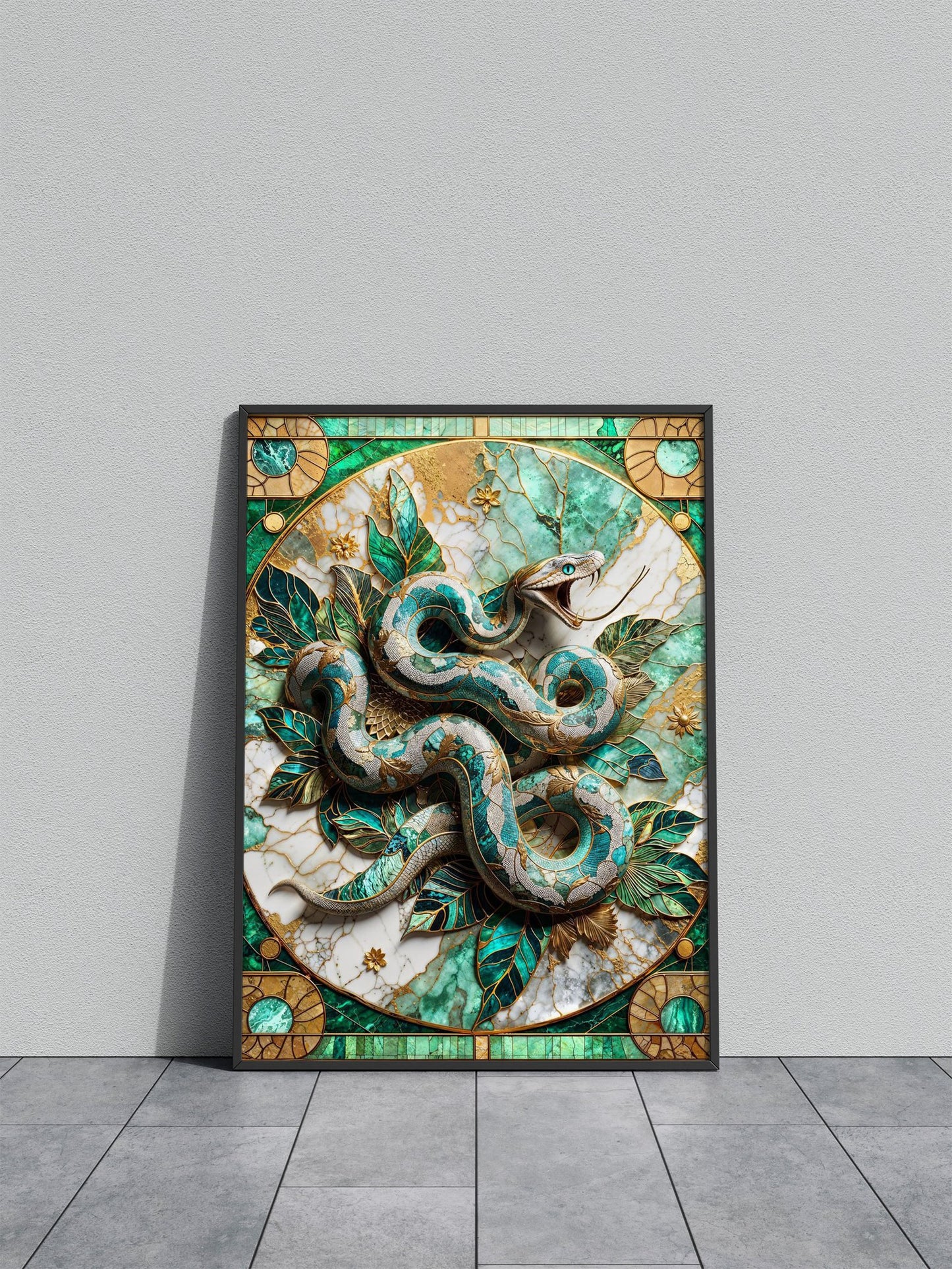Abstract Snake Kintsugi Asian Style Poster | Wall Art for Home & Office | High-Quality Print