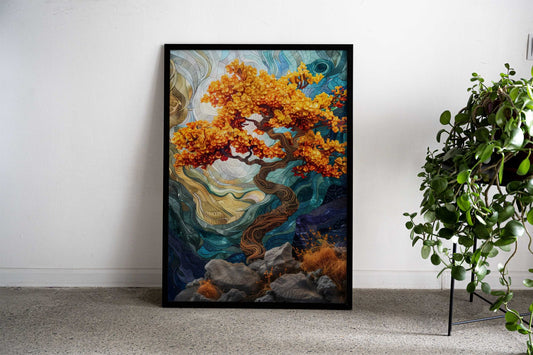 Abstract gold Glass Bonsai Asian Style Poster | Wall Art for Home & Office | High-Quality Print