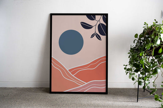 Abstract mountain with sun Asian Style Poster | Wall Art for Home & Office | High-Quality Print